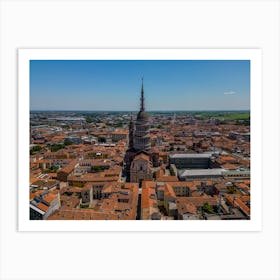 Beautiful church in the center of Novara. Italy. Drone photography Art Print