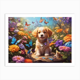 Puppy In The Garden Art Print