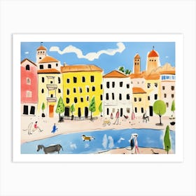 Padua Italy Cute Watercolour Illustration 1 Art Print