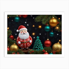 Christmas Tree With Santa Claus Art Print