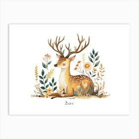 Little Floral Deer 2 Poster Art Print