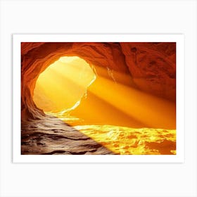 Sun Shining Through A Cave Art Print