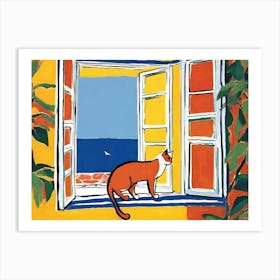 Cat At The Window Art Print