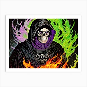 Skeleton In Flames 10 Art Print