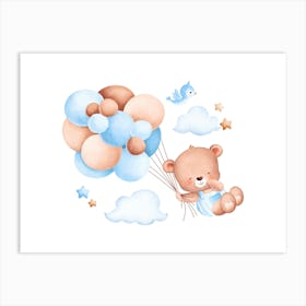 Teddy Bear With Balloons Kids and Nursery 8 Art Print