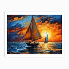 A Beautiful Night On A Sailboat Art Print