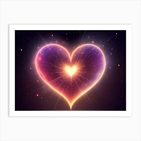 A Colorful Glowing Heart On A Dark Background Horizontal Composition 28 Art Print