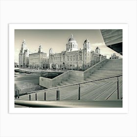 Liverpool Waterfront In Monochrome Art Print