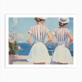 Two Women On A Balcony Art Print