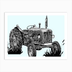 Tractor in a Field Illustration Artwork Art Print