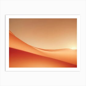 Minimalistic Landscape With Rolling Sand Dunes In Warm Orange Hues, Bathed In The Golden Light Of A Low Hanging Sun Art Print