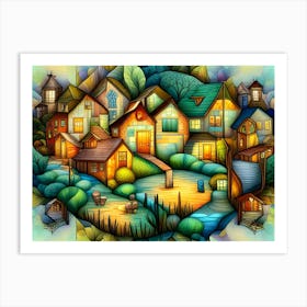 Village In The Forest Art Print