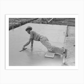 Smoothing Concrete Floor At Migrant Camp Under Construction At Sinton, Texas By Russell Lee 1 Art Print