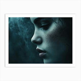 Girl With Smoke In Her Face Art Print