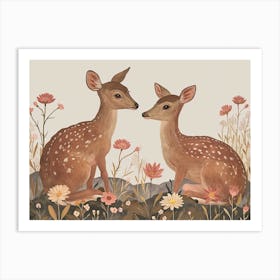 Floral Animal Illustration Deer 9 Art Print