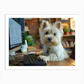 Dog On A Keyboard Art Print