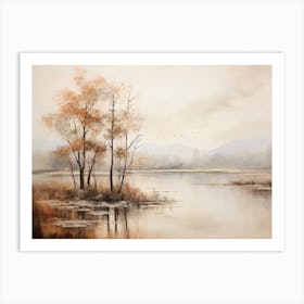A Painting Of A Lake In Autumn 38 Art Print