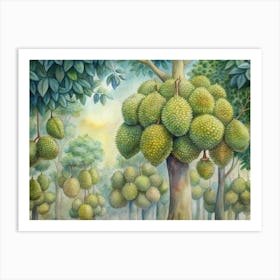 9 Jackfruit Clusters On Massive Trees Art Print