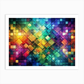 Abstract Colorful Geometric Pattern With Squares And Diamonds Art Print