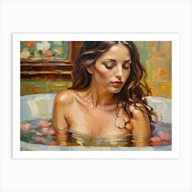 Nude Woman In A Bathtub Art Print