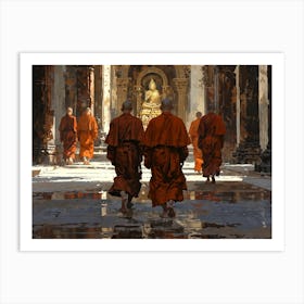 Monks Walking 1 Art Print