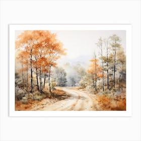 A Painting Of Country Road Through Woods In Autumn 69 Art Print