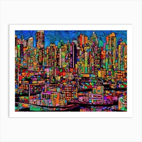 Lower Mainland BC Harbour - Vancouver City Skyline Art Print