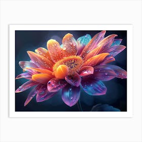 Flower With Water Droplets 2 Art Print