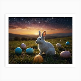 Easter Bunny With Easter Eggs Art Print