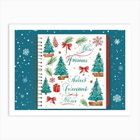 Illustration Of A Journal Open To A Christmas Themed Page Capturing A Nostalgic Winter Holiday Fille Art Print