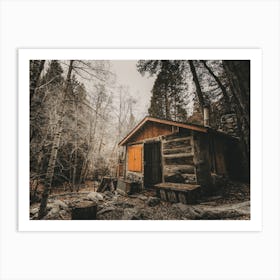 Primitive Woodland Cabin Art Print