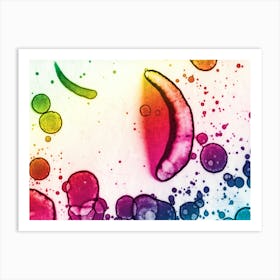 Rainbow And Moon Art Print