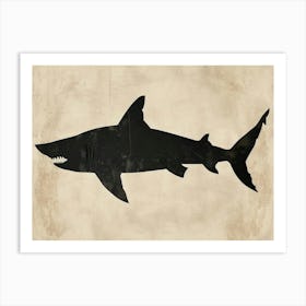 Largetooth Cookiecutter Shark Silhouette 1 Art Print