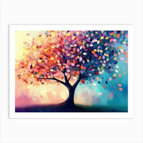 Colorful Tree with Leaves on Hanging Branches 12 Art Print