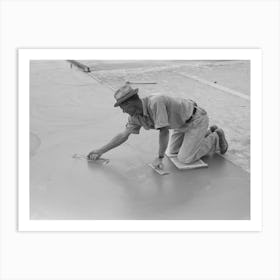 Smoothing Concrete Floor At Migrant Camp Under Construction At Sinton, Texas By Russell Lee Art Print