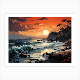 Sunset At The Beach Art Print