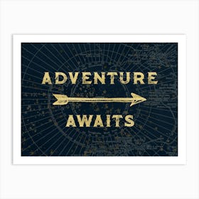 Adventure Awaits - Motivational Travel Quotes Art Print