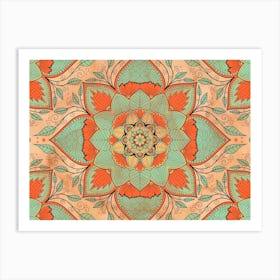 Mandala Floral Decorative Flower Pattern Flourish Indian Design Art Print