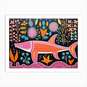 Whale Shark 1 Folk Style Animal Illustration Art Print