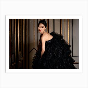 Elegant Asian Woman Clad In High End Attire Strikes A Pose Seamlessly Blending With The Affluent A (6) Art Print