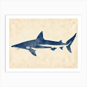 Blue Shark Grey Silhouette 5 Art Print