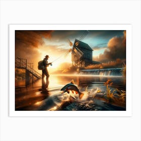 Fly Fisherman In The River 2 Art Print