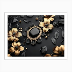 Black And Gold Flowers Poster