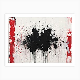 Abstract Painting Featuring Bold Splatters Of Black Ink Grunge Style Silhouettes Emerging Through D (3) Art Print