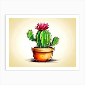 Cactus In Pot Art Print