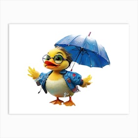 Duck In The Rain Art Print