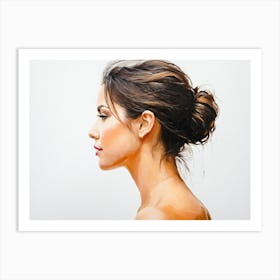 Side Profile Of Beautiful Woman Oil Painting 75 Art Print