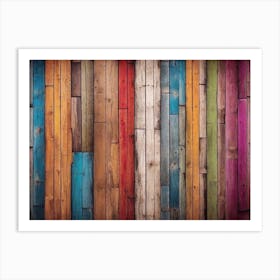 Colorful wood plank texture background 1 Art Print
