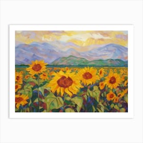 Sunflowers In The Mountains Art Print