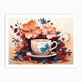 Coffee Cup With Flowers 4 Art Print